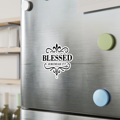 Blessed (Black Lettering) Kiss-Cut Vinyl Decals, Inspirational Wall Art, Faith-Based Gifts, Home Decor - Cross Apparel USA