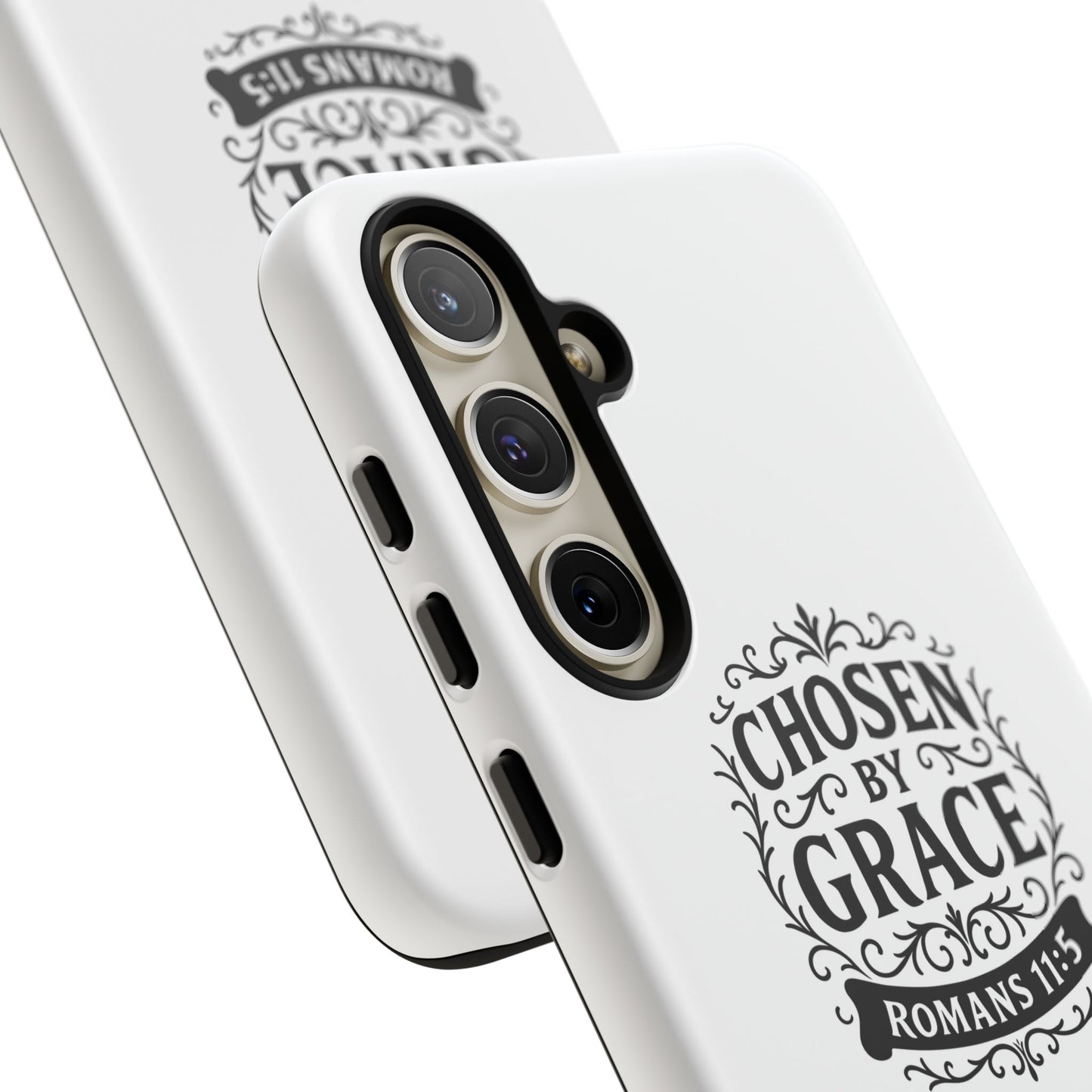 Chosen by Grace (Black Lettering), Rugged Phone Case, Inspirational Mobile Cover, Gift for Faith Lovers, Faith-Based Protector