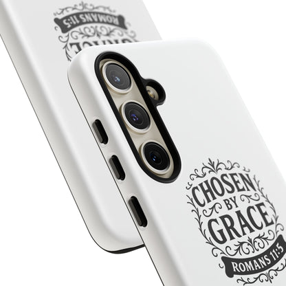 Chosen by Grace (Black Lettering), Rugged Phone Case, Inspirational Mobile Cover, Gift for Faith Lovers, Faith-Based Protector