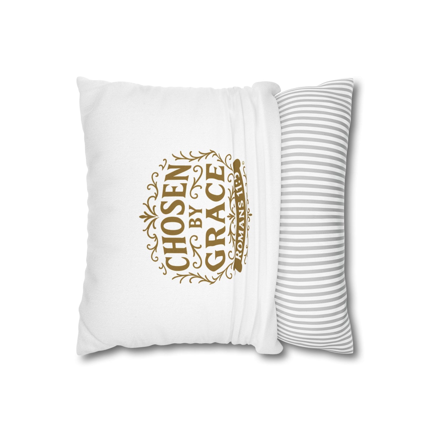Chosen by Grace (Gold Lettering) Square Pillow Cover | Inspirational Home Decor | Gifts for Faith (Pillow not included)