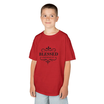 Blessed (Black Lettering) Kids Tee, Faith-based Inspirational Apparel, Gift for Believers, Youth Fashion, Bible Verse Shirt, Meaningful Gift