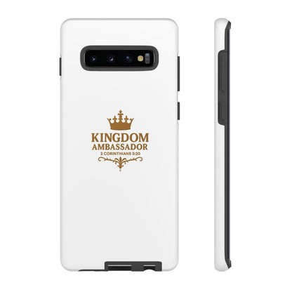 Kingdom Ambassador (Gold Lettering) Rugged Phone Case, Inspirational Mobile Cover, Gift for Faith Lovers, Faith-Based Protector