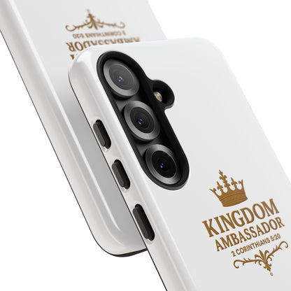 Kingdom Ambassador (Gold Lettering) Rugged Phone Case, Inspirational Mobile Cover, Gift for Faith Lovers, Faith-Based Protector