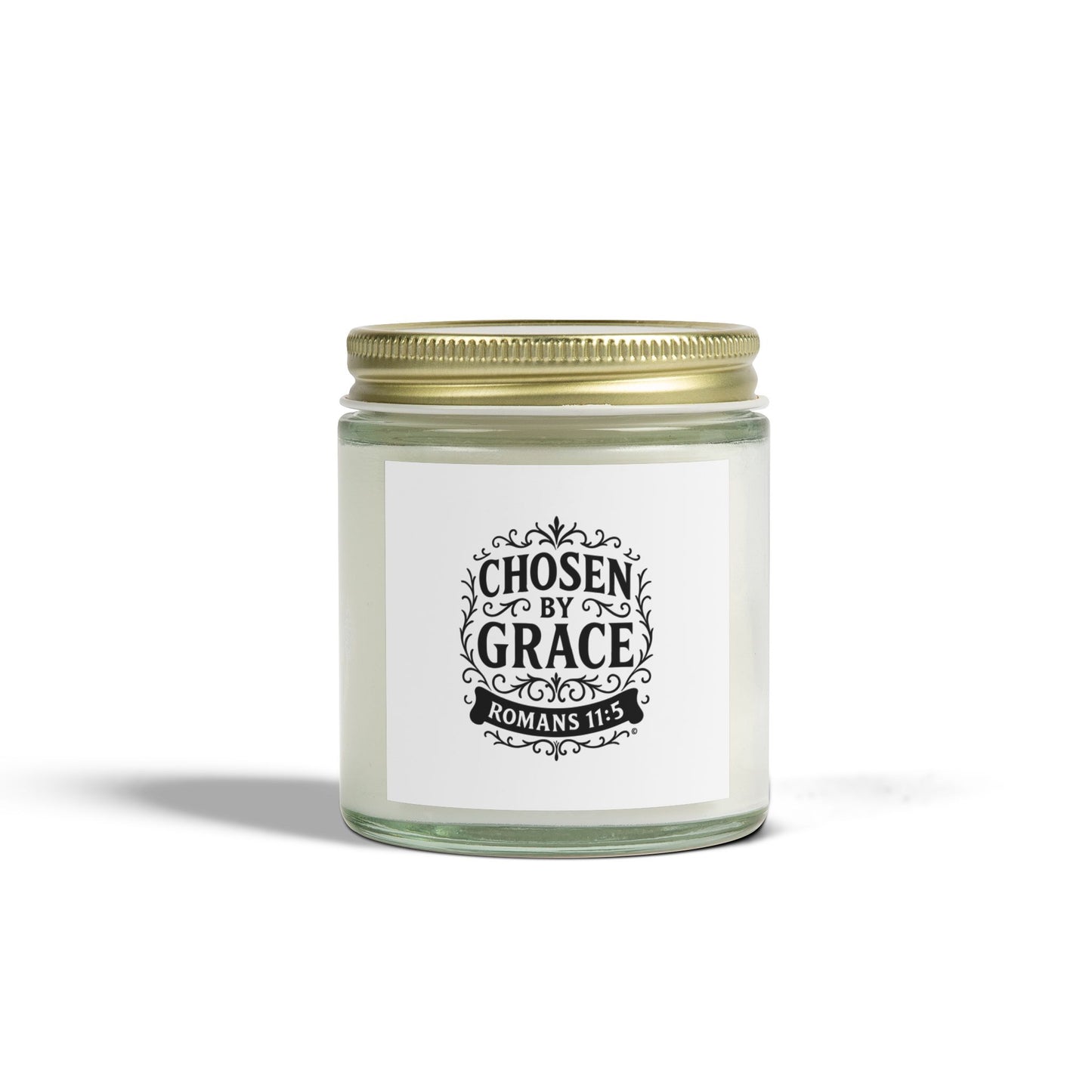 Chosen by Grace (Black Lettering) Scented Candle - Coconut Apricot Wax, Inspirational Home Decor, Relaxation, Gifts for Believers