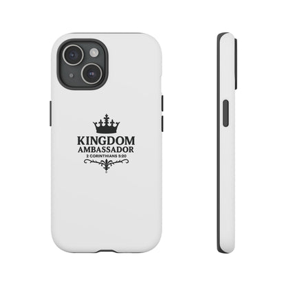 Kingdom Ambassador (Black Lettering) Rugged Phone Case, Inspirational Mobile Cover, Gift for Faith Lovers, Faith-Based Protector - Cross Apparel USA