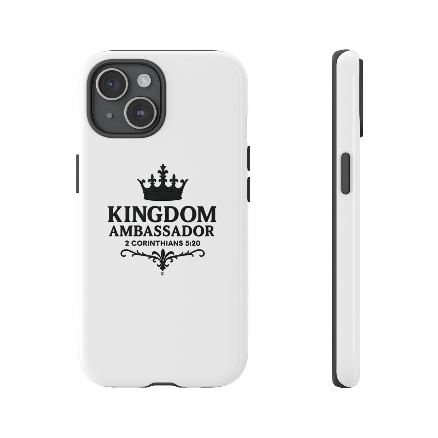 Kingdom Ambassador (Black Lettering) Rugged Phone Case, Inspirational Mobile Cover, Gift for Faith Lovers, Faith-Based Protector
