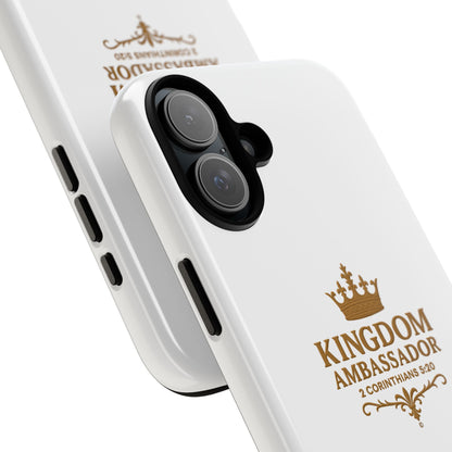 Kingdom Ambassador (Gold Lettering) Rugged Phone Case, Inspirational Mobile Cover, Gift for Faith Lovers, Faith-Based Protector