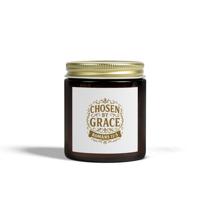 Chosen by Grace (Gold Lettering) Scented Candle - Coconut Apricot Wax, Inspirational Home Decor, Relaxation, Gifts for Believers