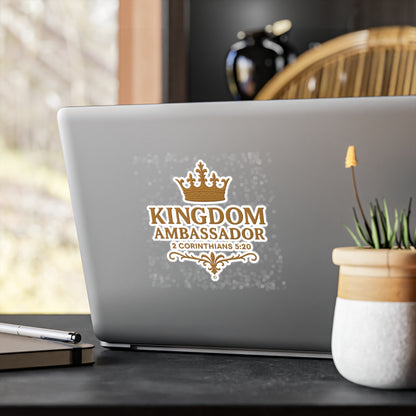 Kingdom Ambassador (Gold Lettering) Kiss-Cut Vinyl Decals, Inspirational Wall Art, Faith-Based Gifts, Home Decor