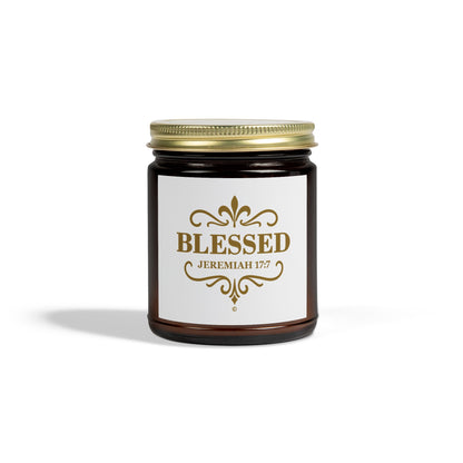 Blessed (Gold Lettering) Scented Candle - Coconut Apricot Wax, Inspirational Home Decor, Gifts for Believers, Relaxation