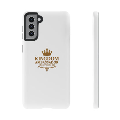 Kingdom Ambassador (Gold Lettering) Rugged Phone Case, Inspirational Mobile Cover, Gift for Faith Lovers, Faith-Based Protector