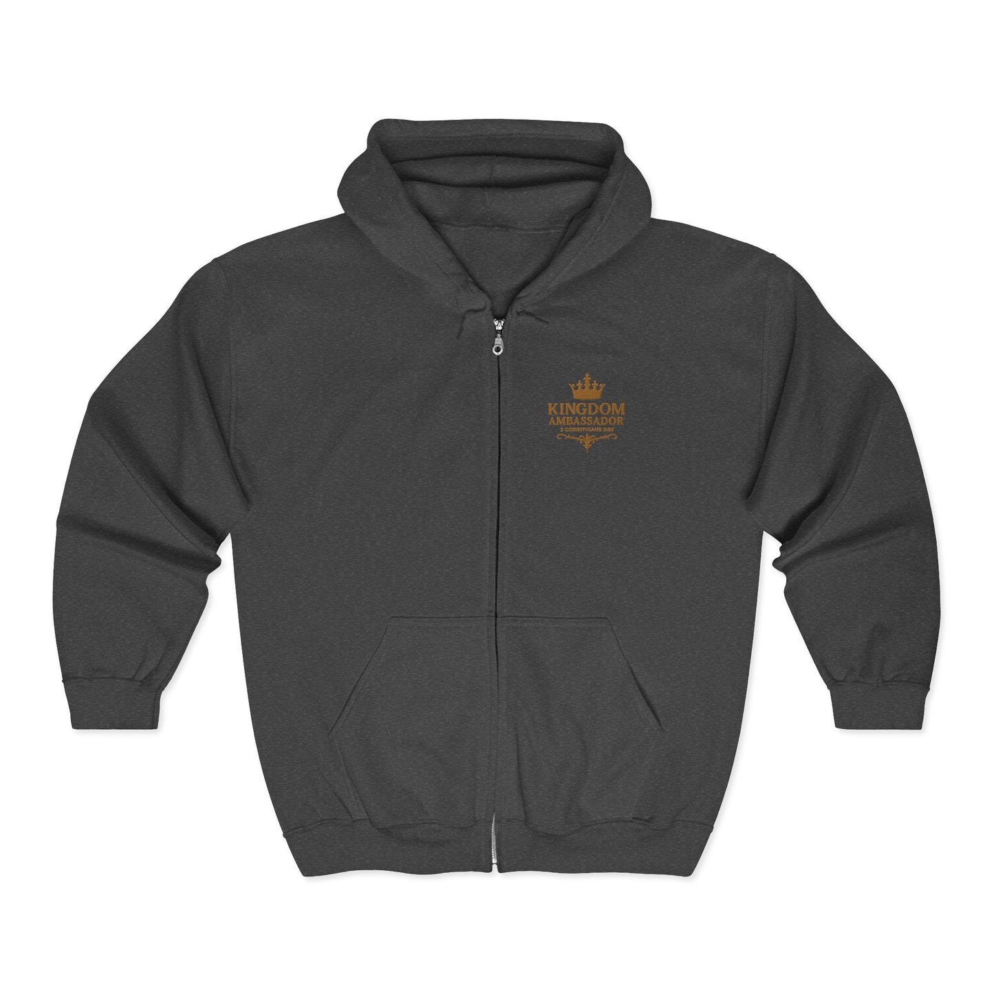 Kingdom Ambassador (Gold Lettering) Zip-Up Hoodie - Cozy Unisex Sweatshirt for Inspirational Style