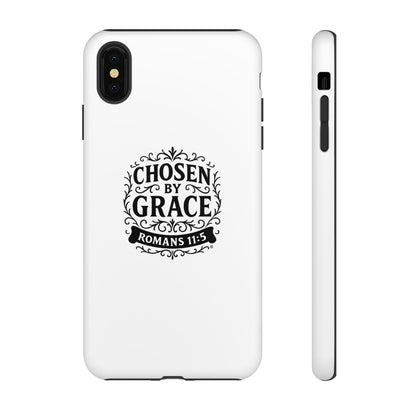 Chosen by Grace (Black Lettering), Rugged Phone Case, Inspirational Mobile Cover, Gift for Faith Lovers, Faith-Based Protector