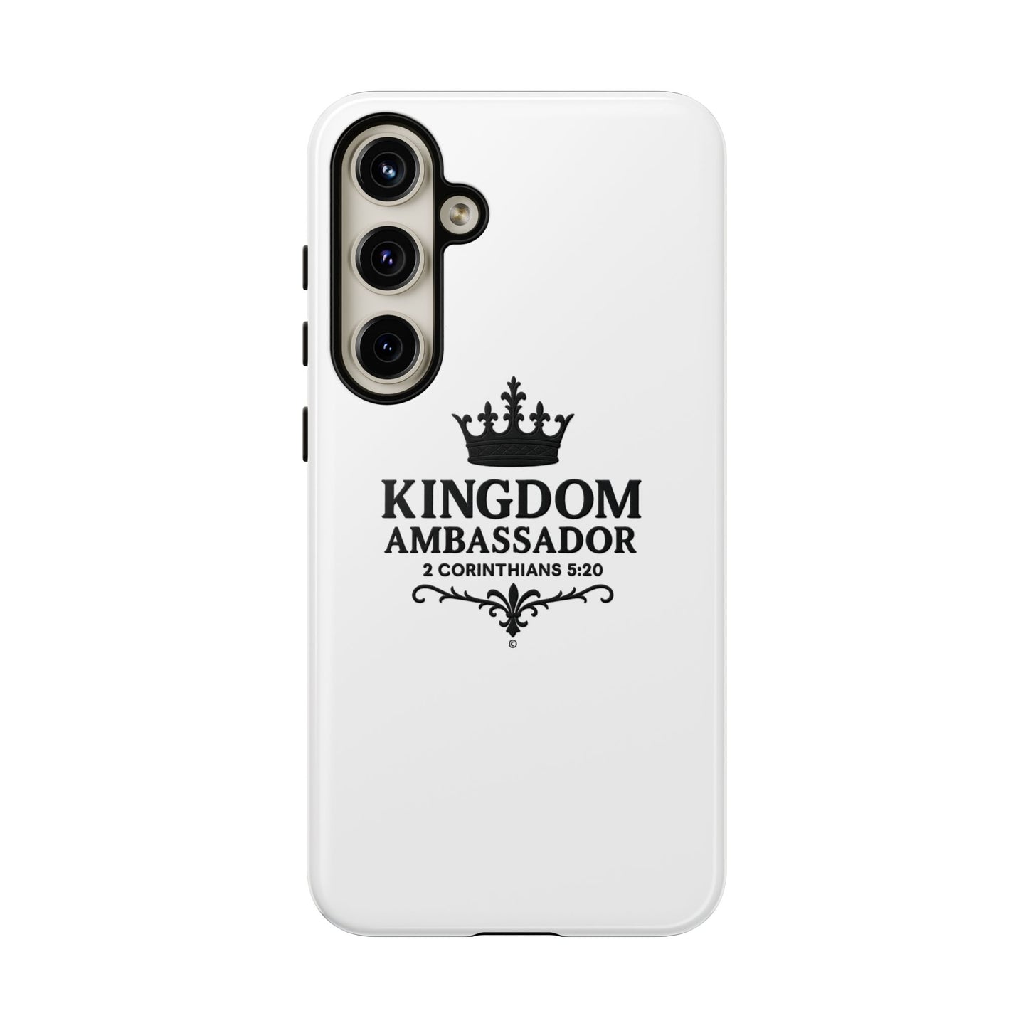 Kingdom Ambassador (Black Lettering) Rugged Phone Case, Inspirational Mobile Cover, Gift for Faith Lovers, Faith-Based Protector