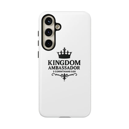 Kingdom Ambassador (Black Lettering) Rugged Phone Case, Inspirational Mobile Cover, Gift for Faith Lovers, Faith-Based Protector