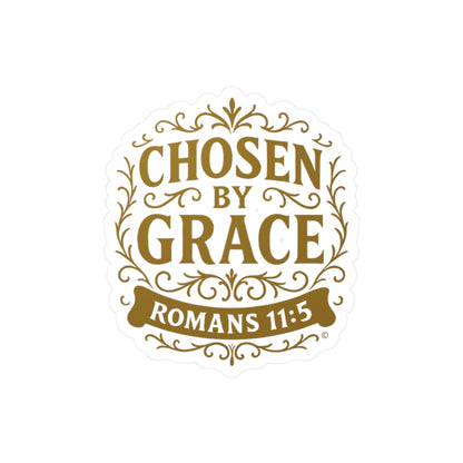 Chosen by Grace (Gold Lettering) Kiss-Cut Vinyl Decals, Inspirational Wall Art, Faith-Based Gifts, Perfect for Students - Cross Apparel USA