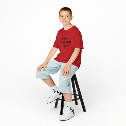 Blessed (Black Lettering) Kids Tee, Faith-based Inspirational Apparel, Gift for Believers, Youth Fashion, Bible Verse Shirt, Meaningful Gift