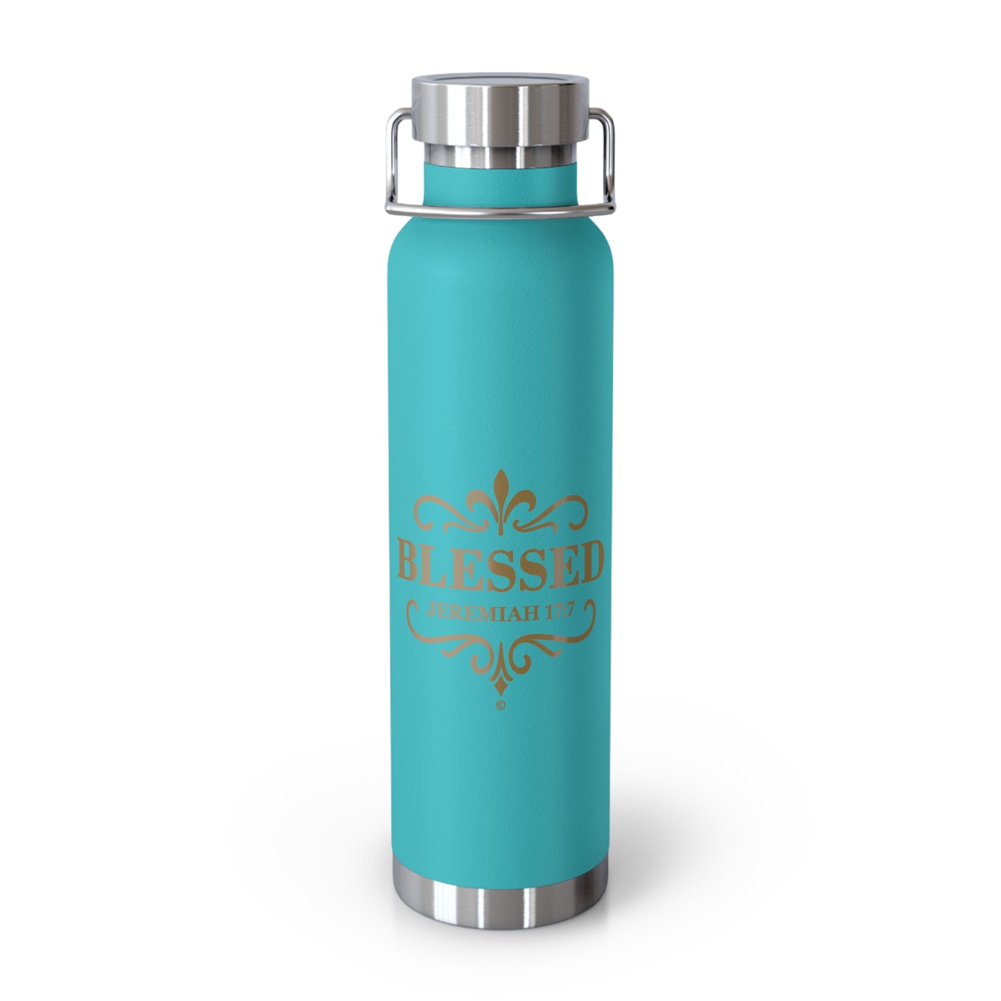 Blessed (Gold Lettering) Insulated Water Bottle, Motivational Gift, Faith-Based Drinkware, Inspirational Travel Mug, Biblical Verse Bottle - Cross Apparel USA