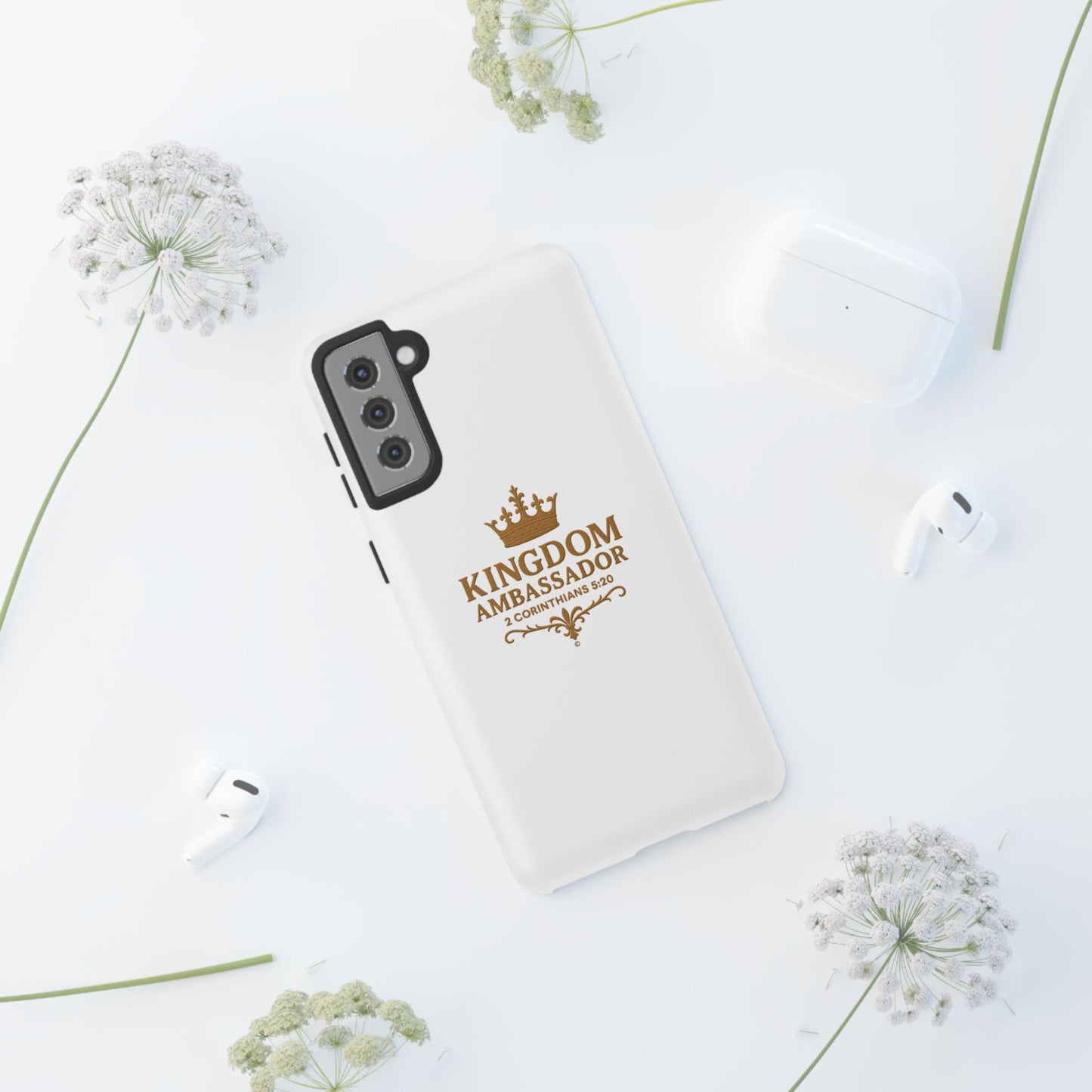 Kingdom Ambassador (Gold Lettering) Rugged Phone Case, Inspirational Mobile Cover, Gift for Faith Lovers, Faith-Based Protector