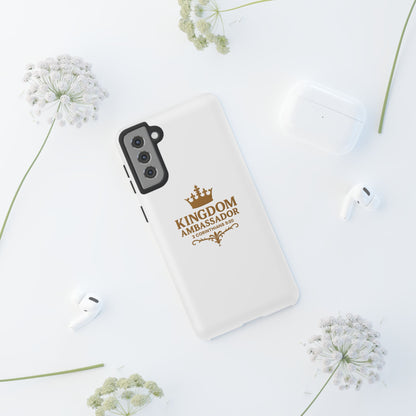 Kingdom Ambassador (Gold Lettering) Rugged Phone Case, Inspirational Mobile Cover, Gift for Faith Lovers, Faith-Based Protector