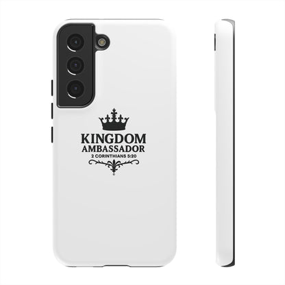 Kingdom Ambassador (Black Lettering) Rugged Phone Case, Inspirational Mobile Cover, Gift for Faith Lovers, Faith-Based Protector - Cross Apparel USA