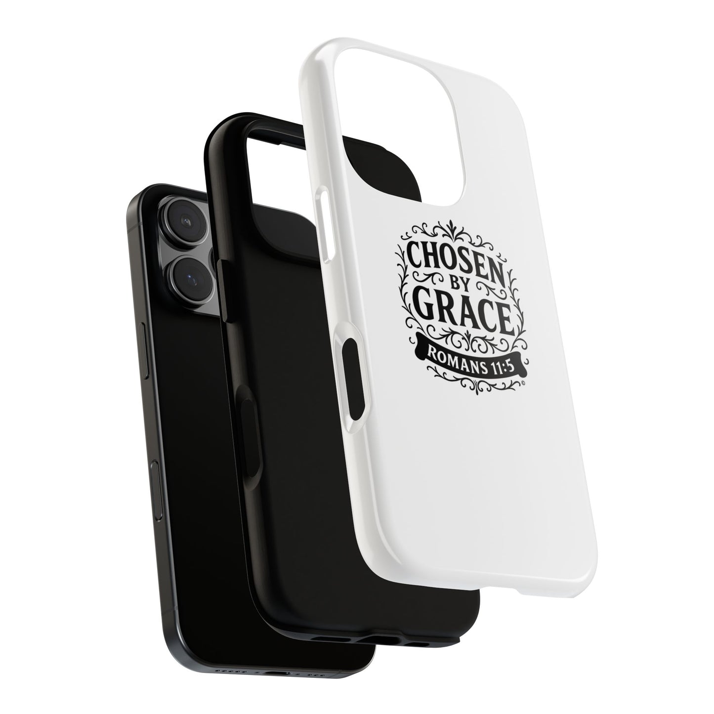 Chosen by Grace (Black Lettering), Rugged Phone Case, Inspirational Mobile Cover, Gift for Faith Lovers, Faith-Based Protector