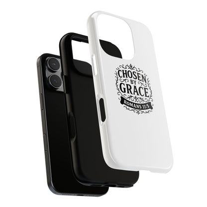 Chosen by Grace (Black Lettering), Rugged Phone Case, Inspirational Mobile Cover, Gift for Faith Lovers, Faith-Based Protector