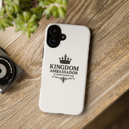 Kingdom Ambassador (Black Lettering) Rugged Phone Case, Inspirational Mobile Cover, Gift for Faith Lovers, Faith-Based Protector