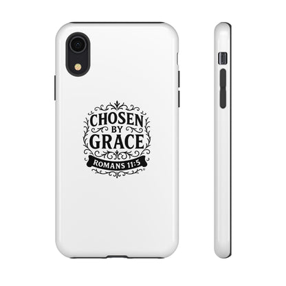 Chosen by Grace (Black Lettering), Rugged Phone Case, Inspirational Mobile Cover, Gift for Faith Lovers, Faith-Based Protector
