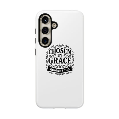 Chosen by Grace (Black Lettering), Rugged Phone Case, Inspirational Mobile Cover, Gift for Faith Lovers, Faith-Based Protector