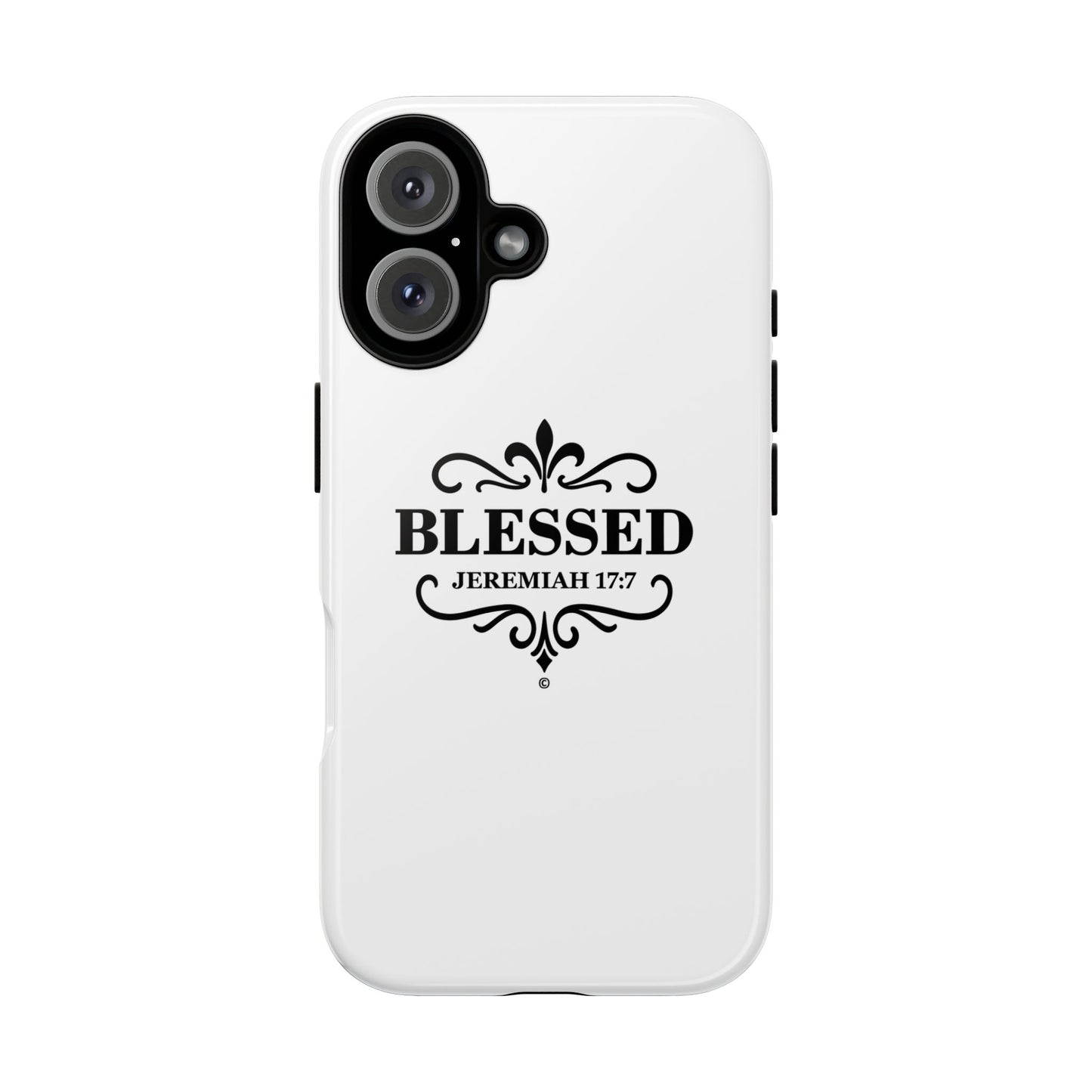 Blessed (Black Lettering), Rugged Phone Case, Inspirational Mobile Cover, Gift for Faith Lovers, Faith-Based Protector