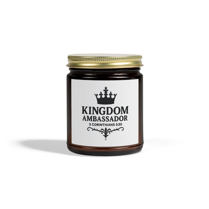 Kingdom Ambassador (Black Lettering) Scented Candle - Coconut Apricot Wax, Inspirational Home Decor, Gifts for Believers, Relaxation