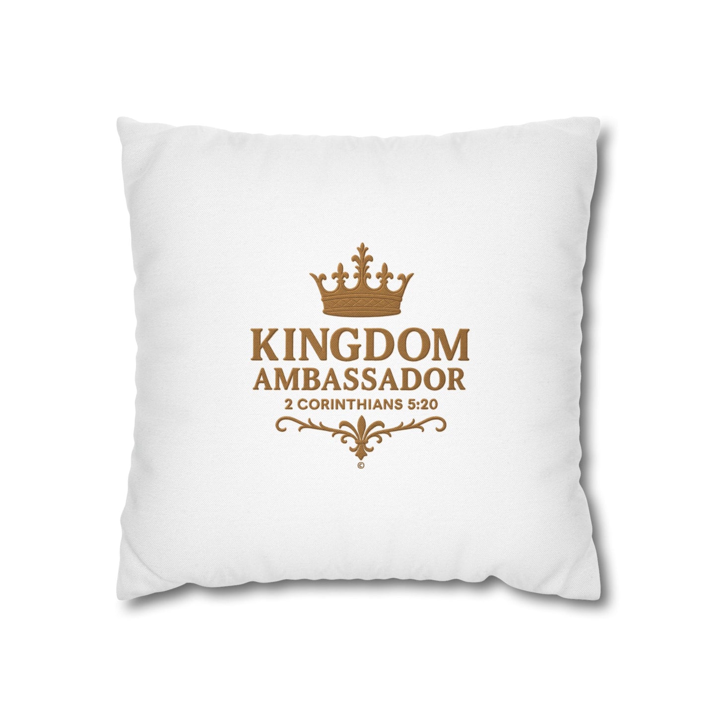 Kingdom Ambassador (Gold Lettering) Square Pillow Cover | Inspirational Home Decor | Gifts for Faith (Pillow not included)