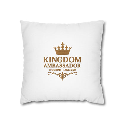 Kingdom Ambassador (Gold Lettering) Square Pillow Cover | Inspirational Home Decor | Gifts for Faith (Pillow not included)