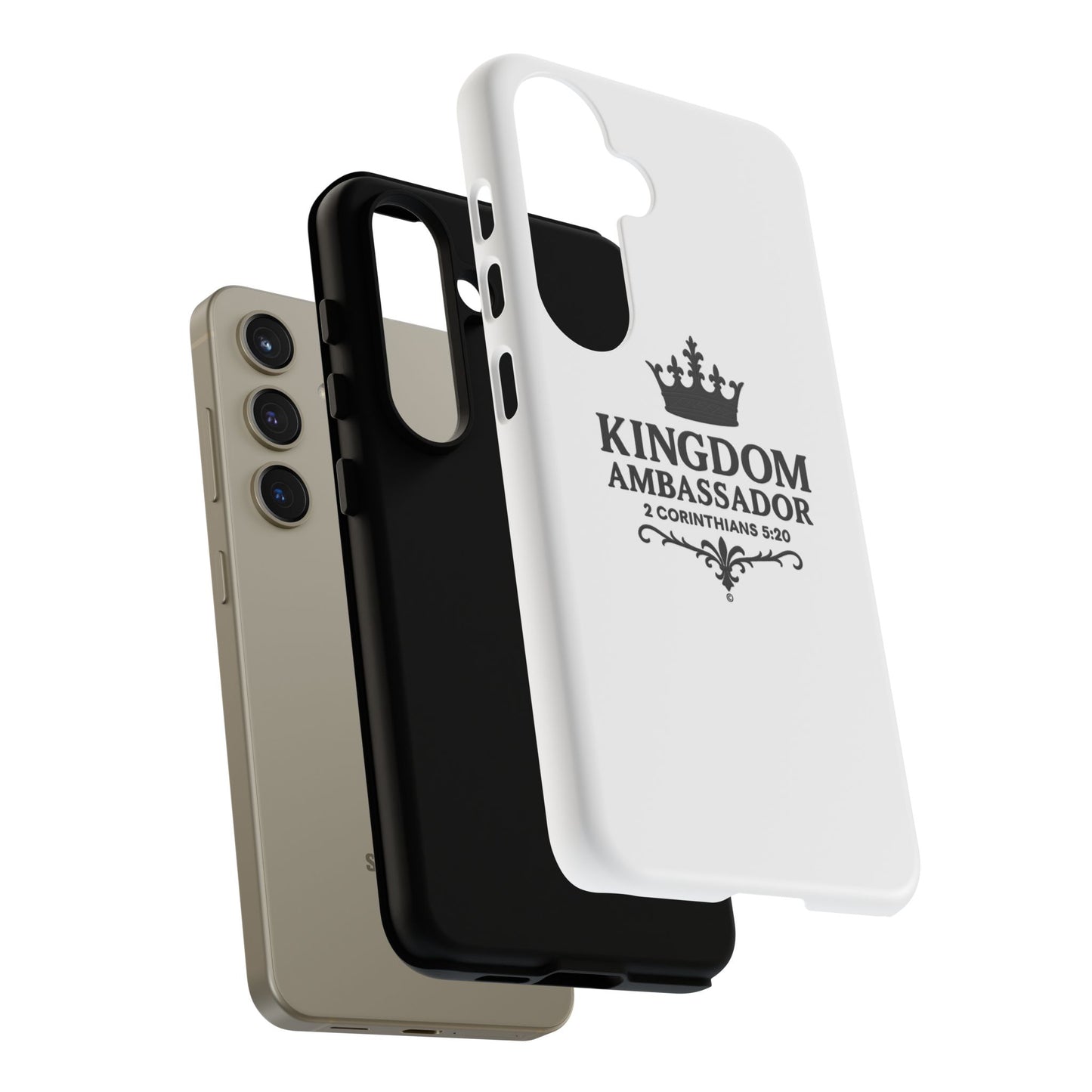 Kingdom Ambassador (Black Lettering) Rugged Phone Case, Inspirational Mobile Cover, Gift for Faith Lovers, Faith-Based Protector