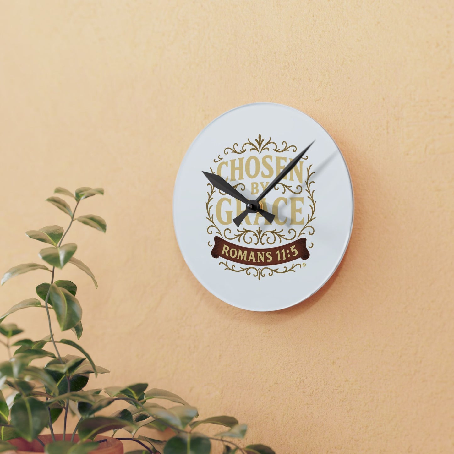 Chosen by Grace Elegant Acrylic Wall Clock, Inspirational Home Decor, Unique Gift, Modern Wall Art, Motivational Decor