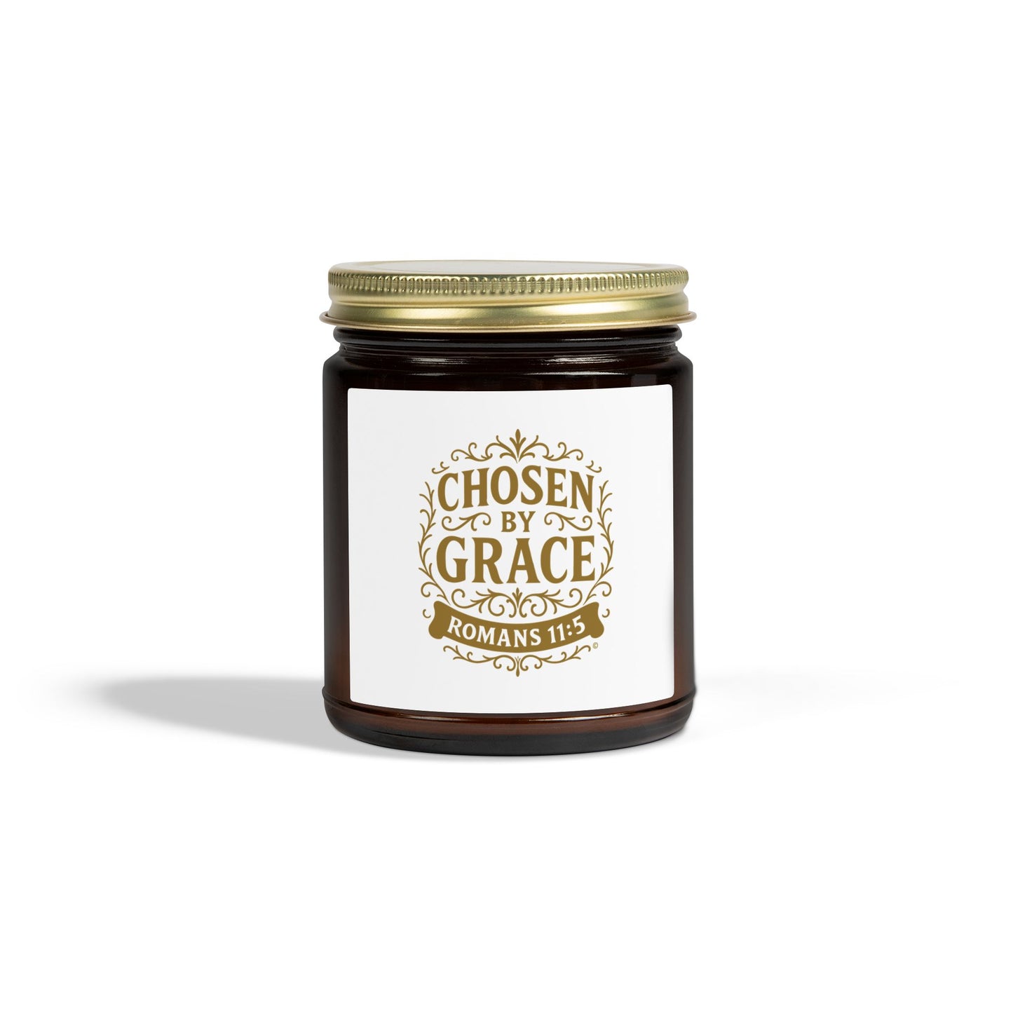 Chosen by Grace (Gold Lettering) Scented Candle - Coconut Apricot Wax, Inspirational Home Decor, Relaxation, Gifts for Believers