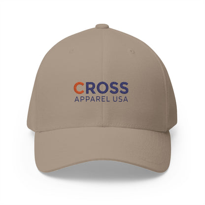 Cross Apparel USA Branded (Black Lettering) Embroidered Closed-Back Flex Fit Cap, Inspirational Streetwear, Gift for Believers, Faith-based Accessories