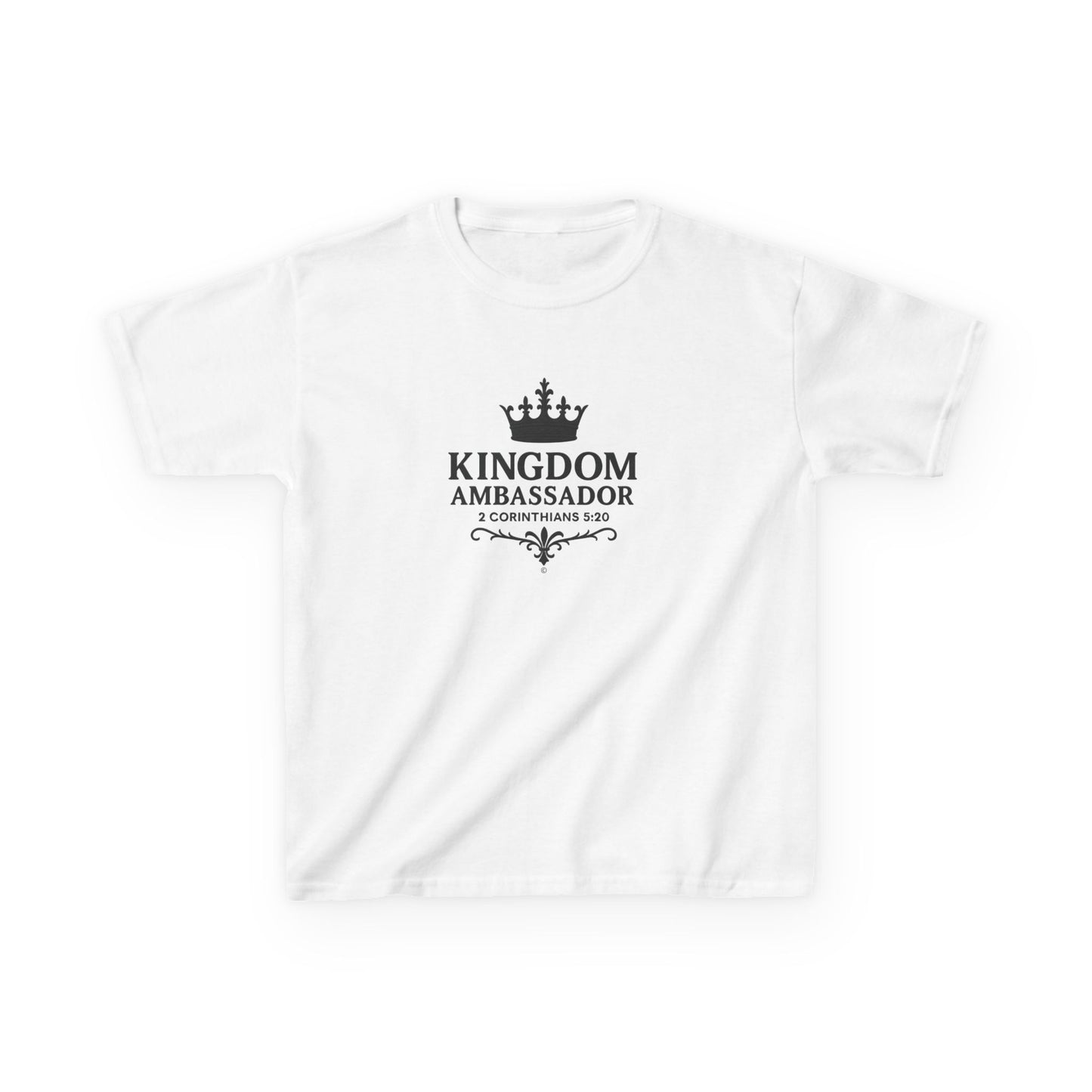 Kingdom Ambassador (Black Lettering) Kids Tee, Faith-based Inspirational Apparel, Gift for Believers, Youth Fashion, Bible Verse Shirt, Meaningful Gift