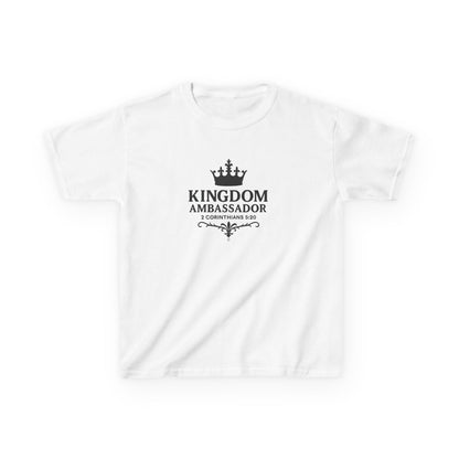 Kingdom Ambassador (Black Lettering) Kids Tee, Faith-based Inspirational Apparel, Gift for Believers, Youth Fashion, Bible Verse Shirt, Meaningful Gift