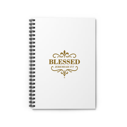 Blessed (Gold Lettering) Inspirational Spiral Notebook, Christian Journal, Bible Study Supplies, Faith Gift, Daily Planner - Cross Apparel USA