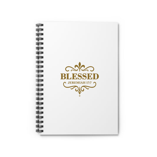 Blessed (Gold Lettering) Inspirational Spiral Notebook, Christian Journal, Bible Study Supplies, Faith Gift, Daily Planner - Cross Apparel USA