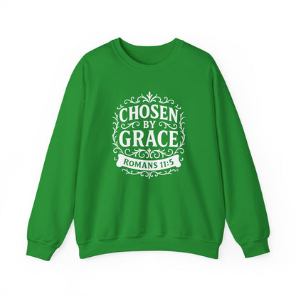 Chosen by Grace (White Lettering) Unisex Crewneck Sweatshirt - Inspirational Gift, Faith-Based Apparel, Cozy Casual Wear, Bible Verse Sweatshirt