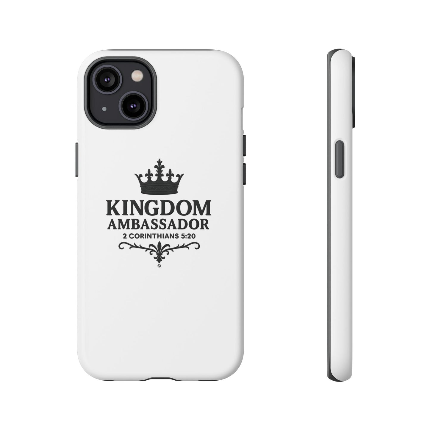 Kingdom Ambassador (Black Lettering) Rugged Phone Case, Inspirational Mobile Cover, Gift for Faith Lovers, Faith-Based Protector