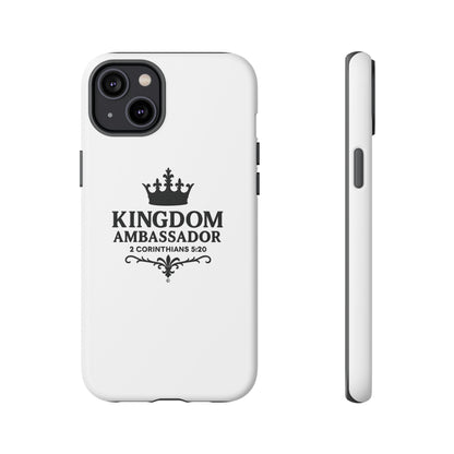 Kingdom Ambassador (Black Lettering) Rugged Phone Case, Inspirational Mobile Cover, Gift for Faith Lovers, Faith-Based Protector