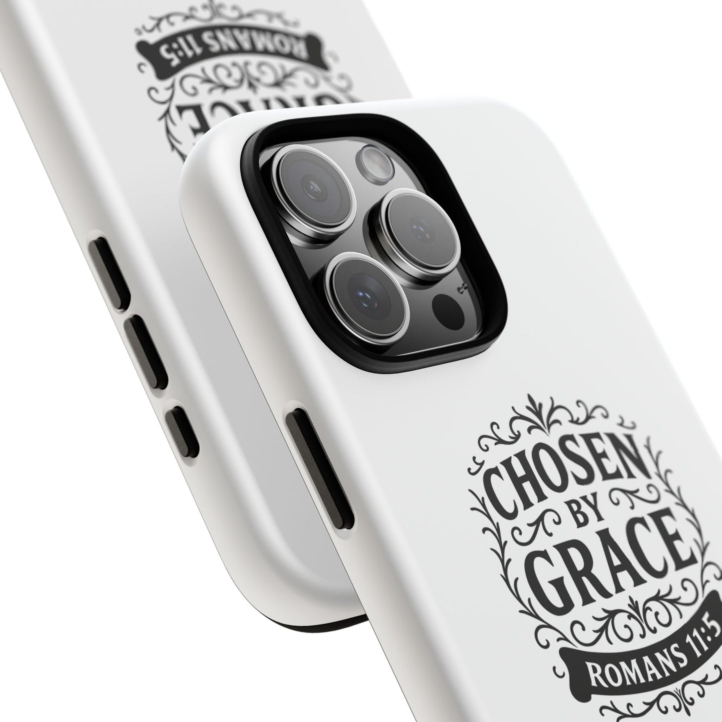 Chosen by Grace (Black Lettering), Rugged Phone Case, Inspirational Mobile Cover, Gift for Faith Lovers, Faith-Based Protector