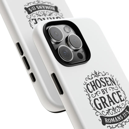 Chosen by Grace (Black Lettering), Rugged Phone Case, Inspirational Mobile Cover, Gift for Faith Lovers, Faith-Based Protector