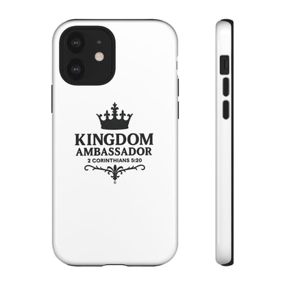 Kingdom Ambassador (Black Lettering) Rugged Phone Case, Inspirational Mobile Cover, Gift for Faith Lovers, Faith-Based Protector