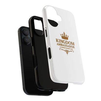 Kingdom Ambassador (Gold Lettering) Rugged Phone Case, Inspirational Mobile Cover, Gift for Faith Lovers, Faith-Based Protector