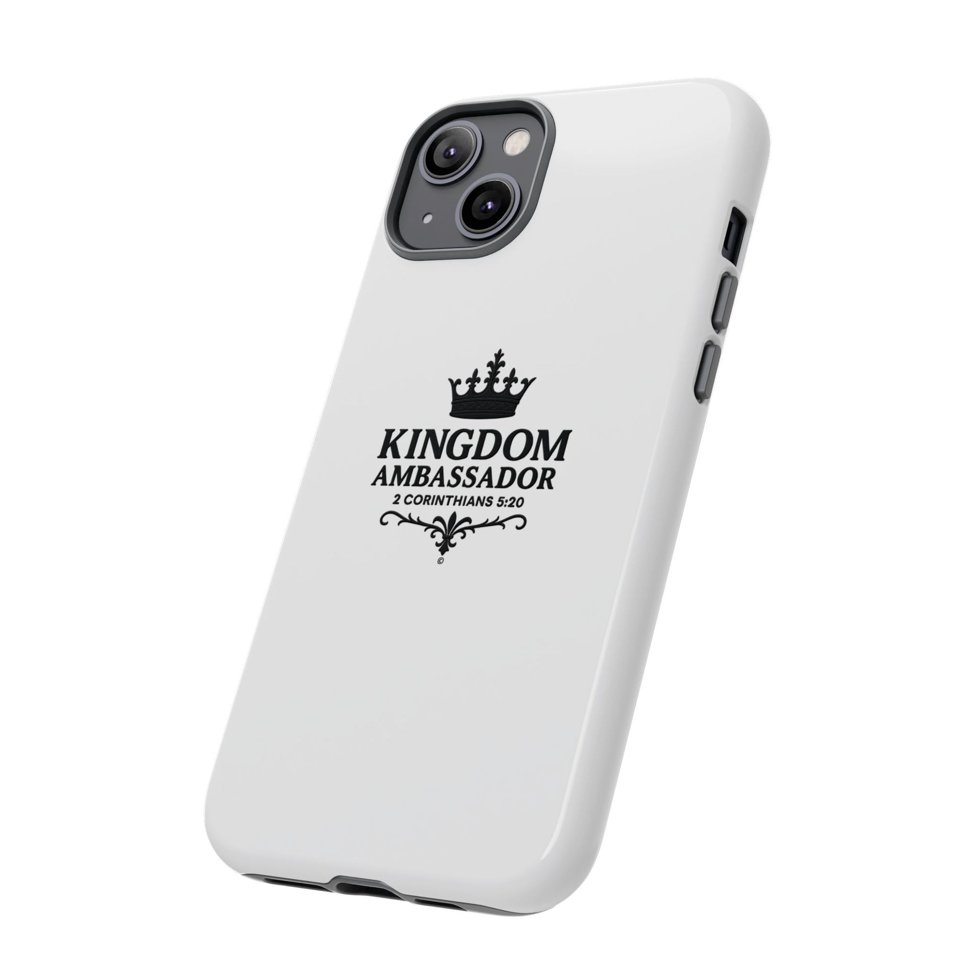 Kingdom Ambassador (Black Lettering) Rugged Phone Case, Inspirational Mobile Cover, Gift for Faith Lovers, Faith-Based Protector - Cross Apparel USA